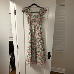 Ellie Nap Dress Pink Roses Poplin - Size Medium